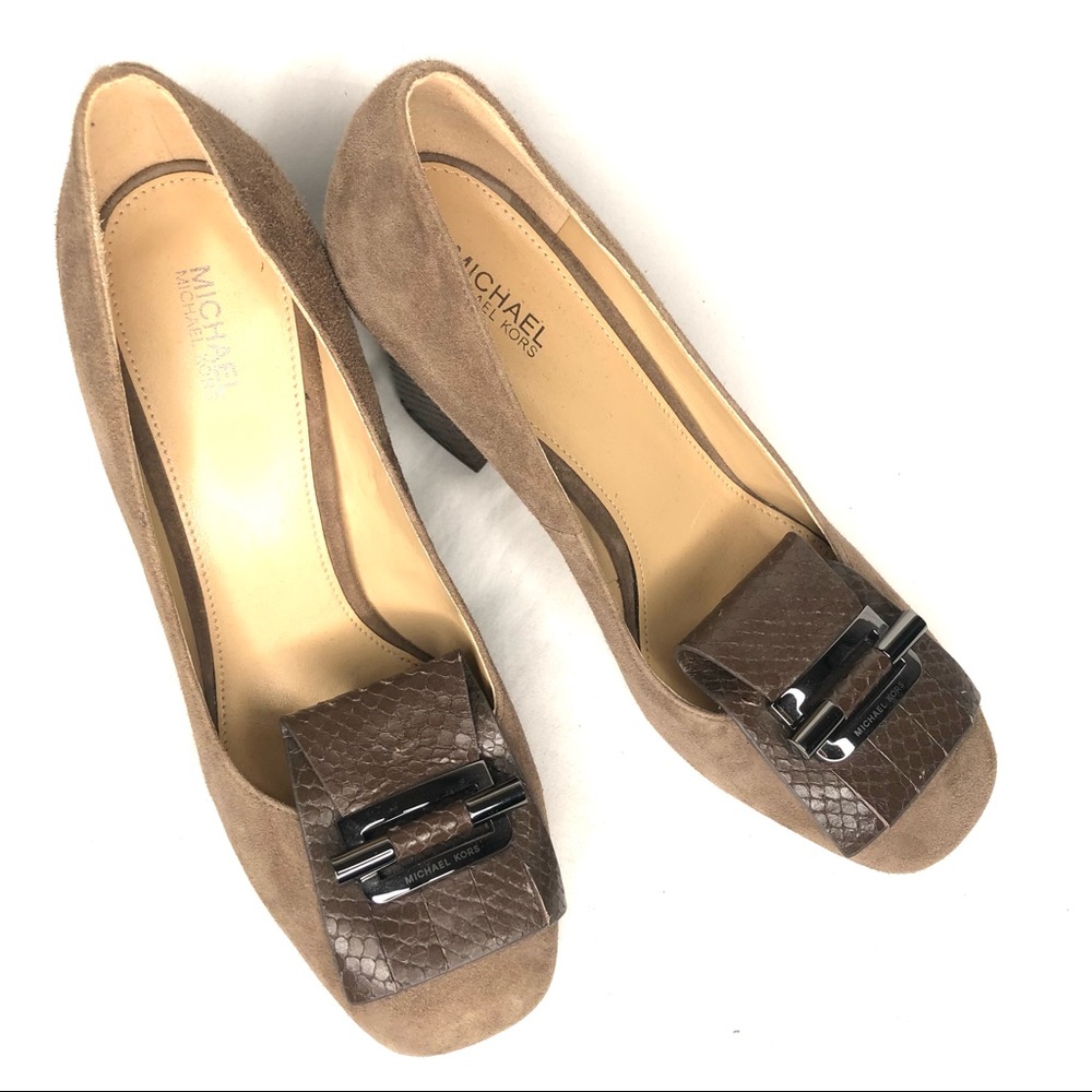 Michael Kors Leather Slip on Heels Sz 7 1/2 - Picture 15 of 16